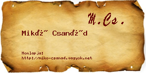 Mikó Csanád névjegykártya
