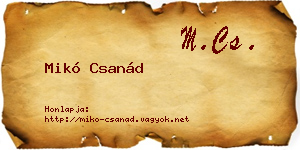 Mikó Csanád névjegykártya